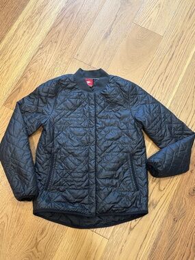 *Nike Primaloft Insulated Black Lightweight Quilted Bomber Jacket Small Snap